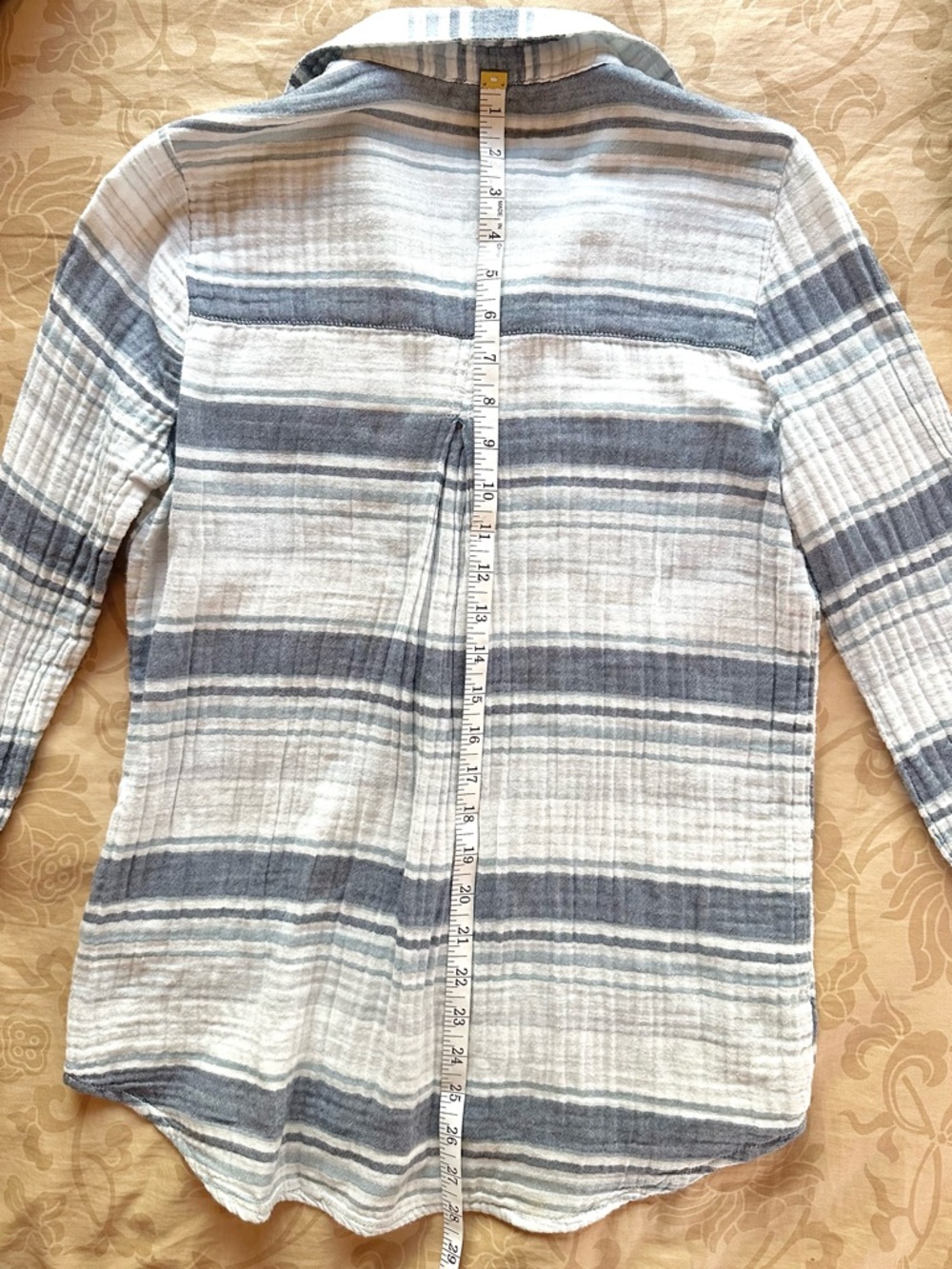 Beachlunchlounge 100% Cotton Coastal White/Blue Striped Gauze Popover Tunic XS - Picture 8 of 10